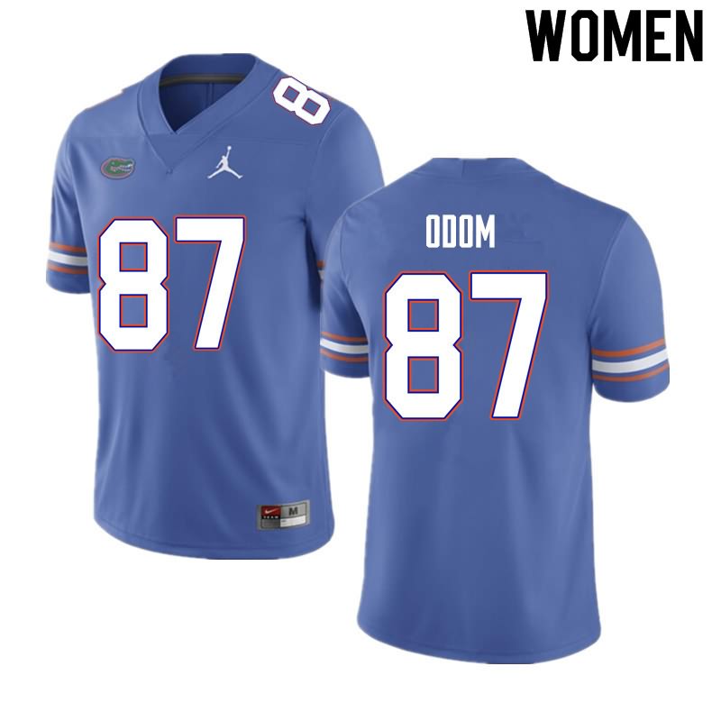 NCAA Florida Gators Jonathan Odom Women's #87 Nike Blue Stitched Authentic College Football Jersey TOB2864FU